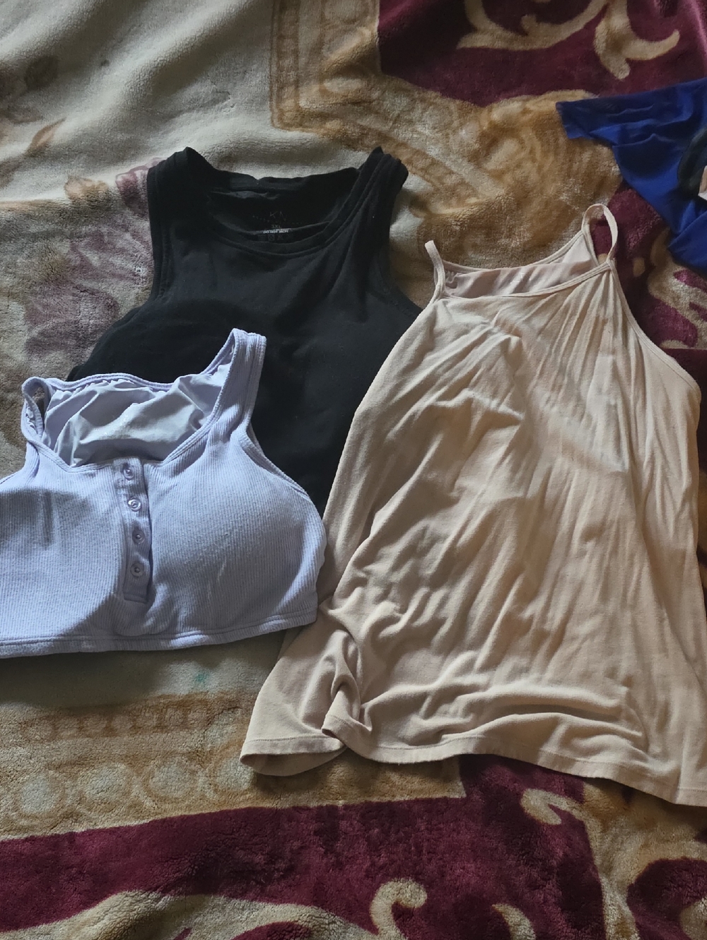 Klassy Network Black, Light Purple & Beige Tank Top Trio